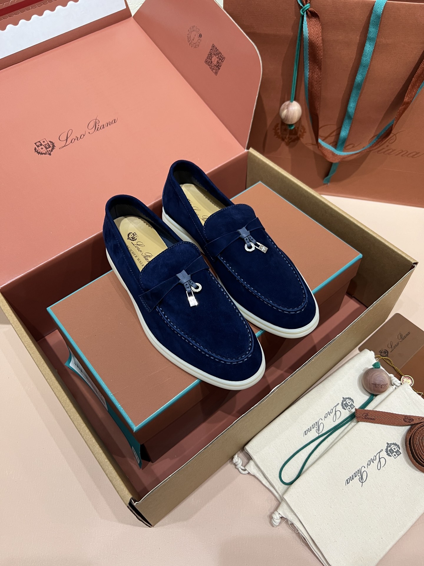 Loro Piana Summer Charm Walk Loafers_Dark Navy