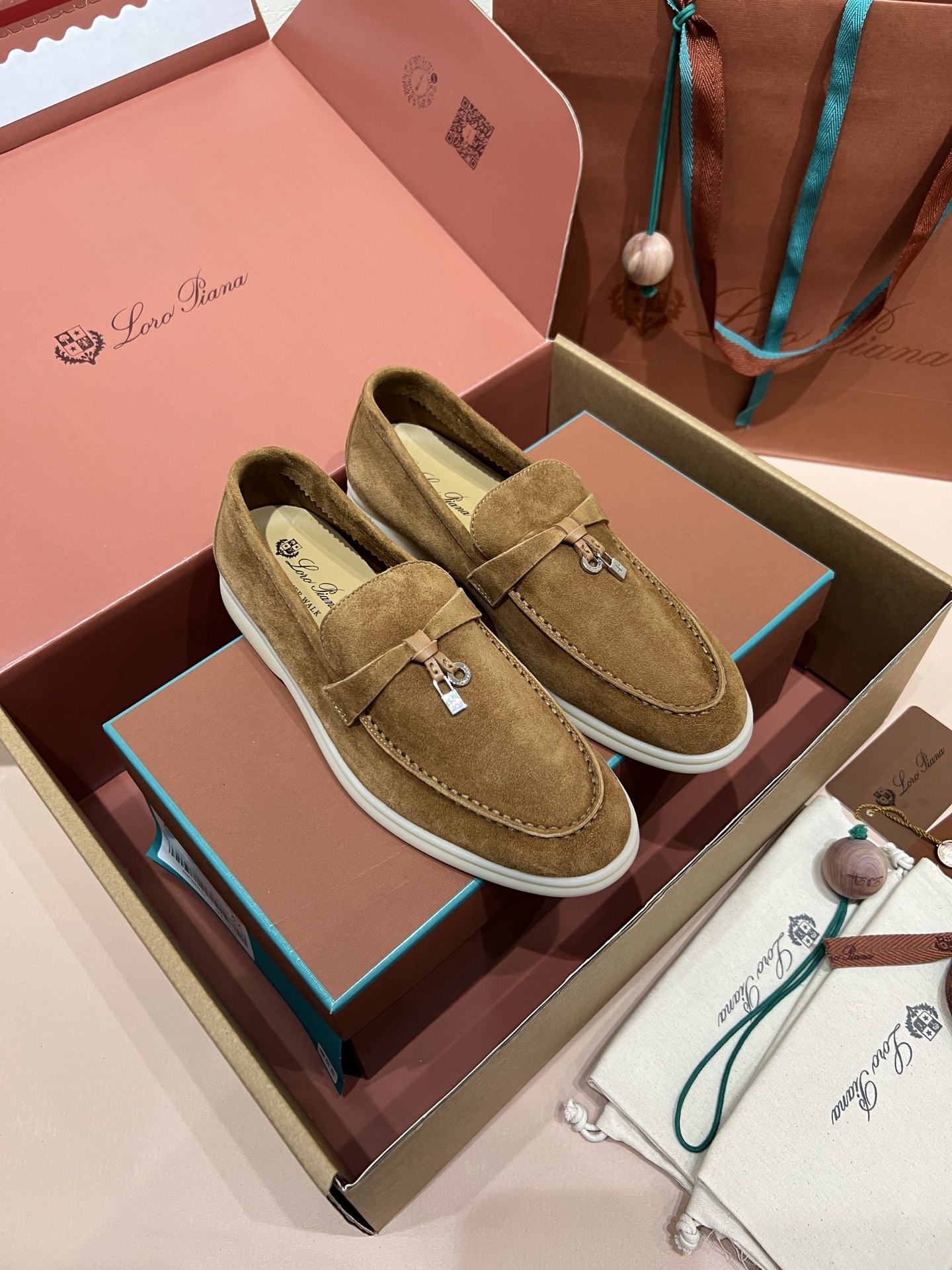 Loro Piana Summer Charm Walk Loafers_Brick