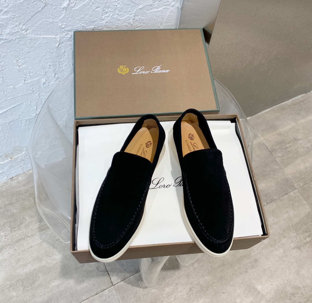 Loro Piana Summer Walk Loafers Suede_Black